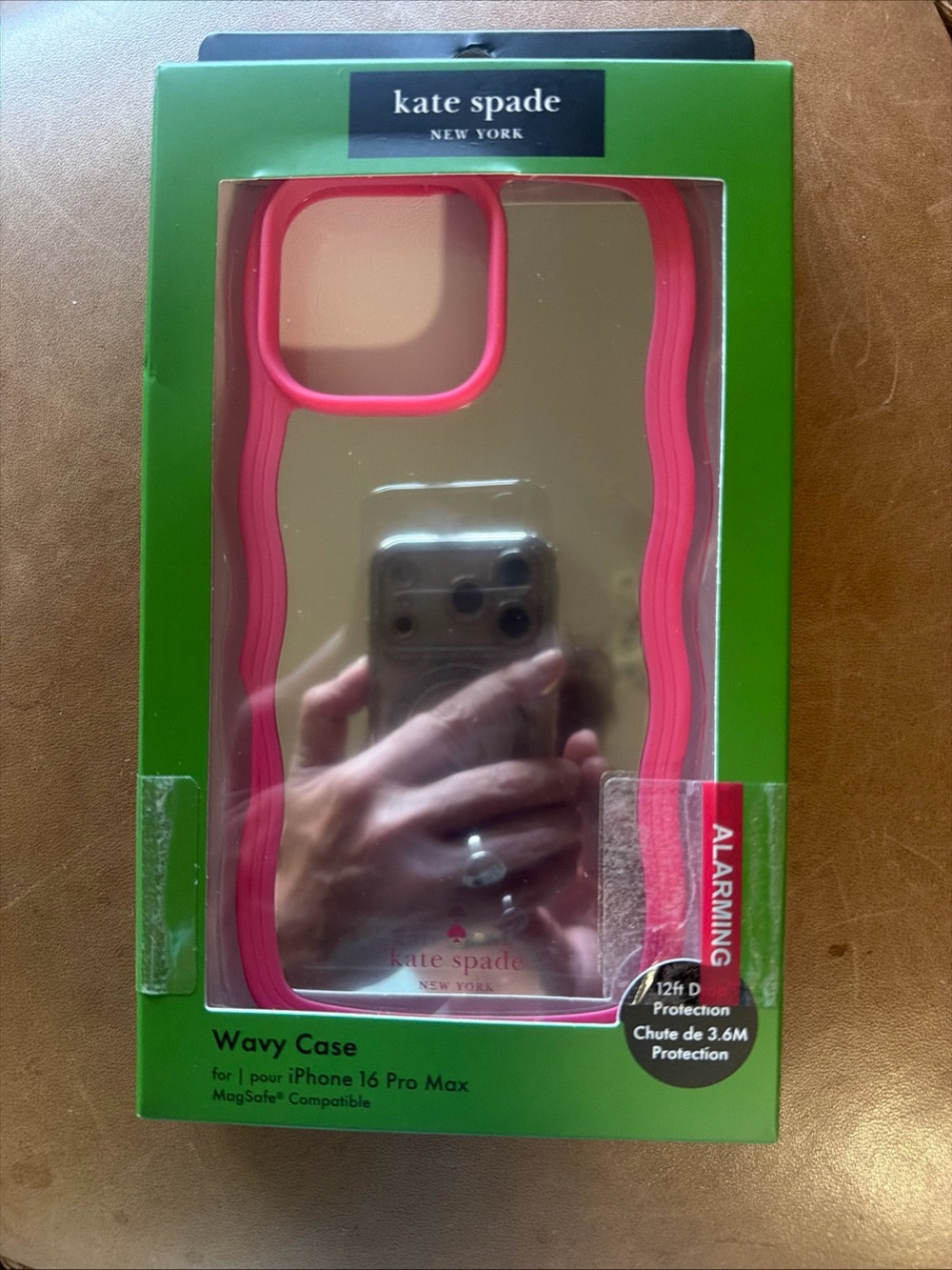 kate spade Pink Wavy Mirrored MagSafe Case for iPhone 16 Pro Max
